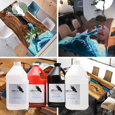 Deux parts de résine époxyde claire pour le bois liquide de résine époxyde de partie supérieure du comptoir d'espace libre époxyde de Diy